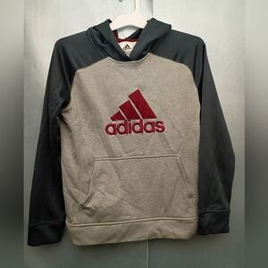 Adidas Kids Gray Hoodie with Red Logo
